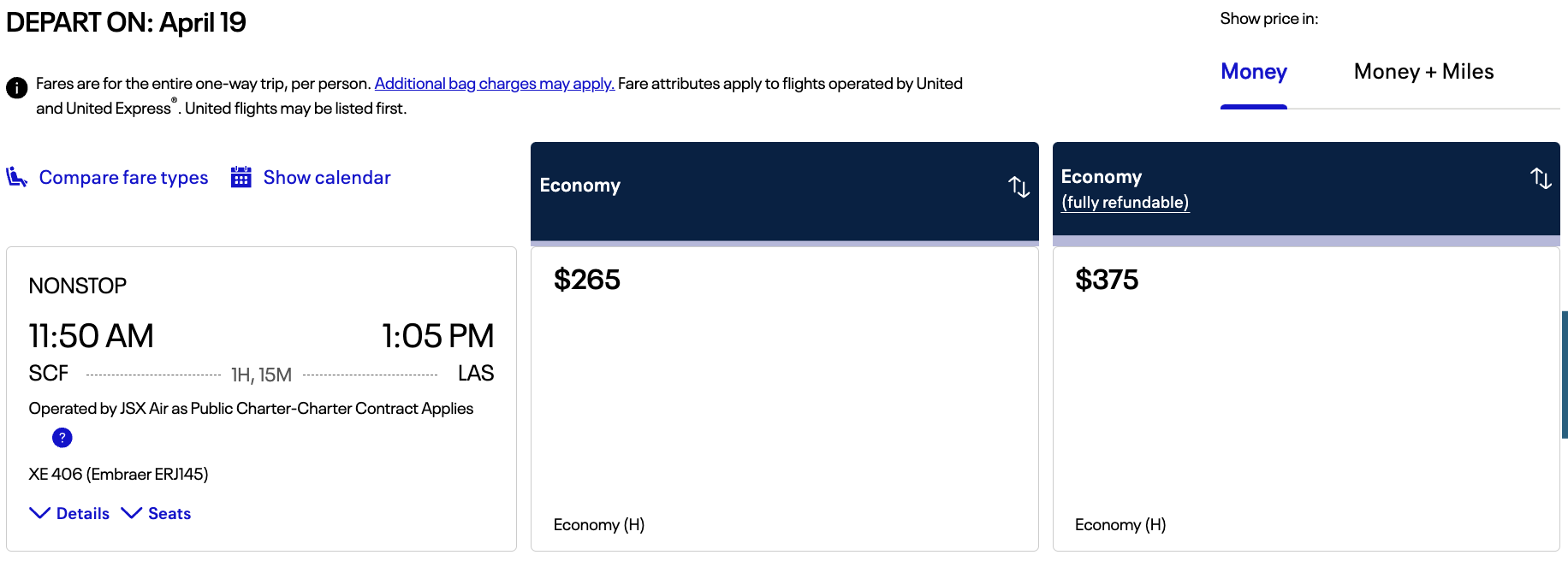 JSX April 19th United price search